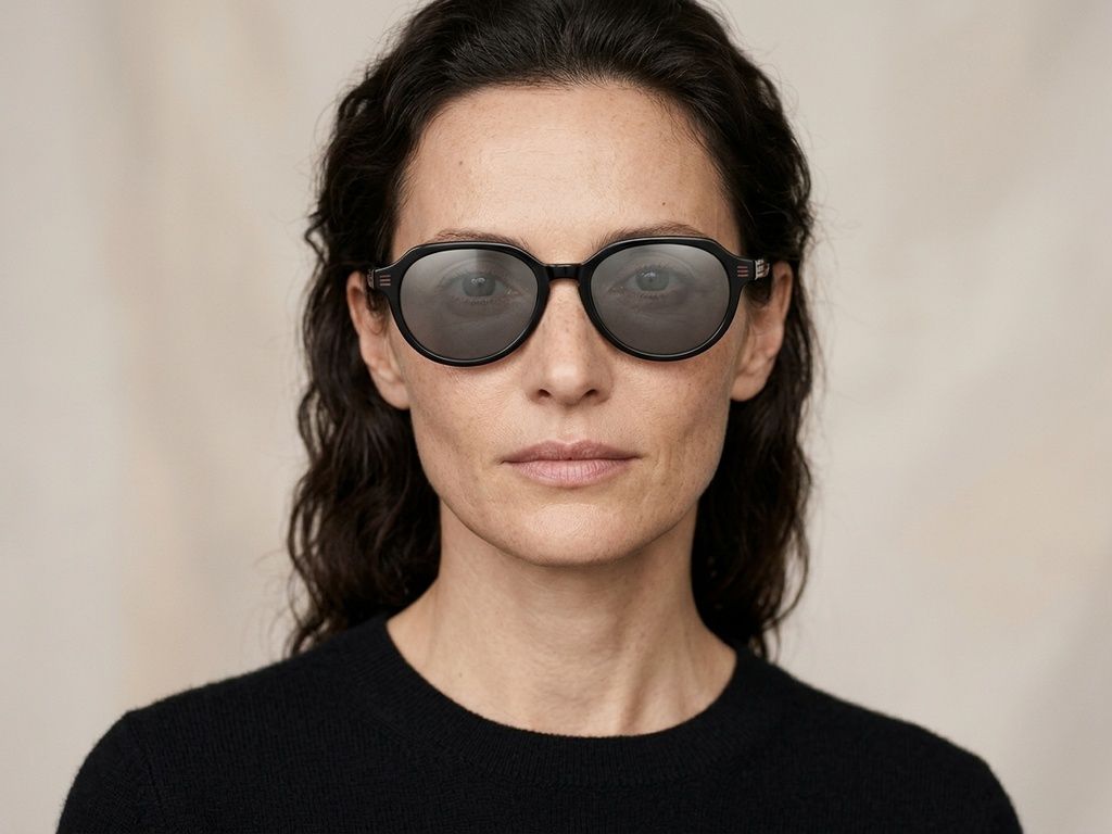 Oval Black Acetate Sunglasses #BS2012-1211