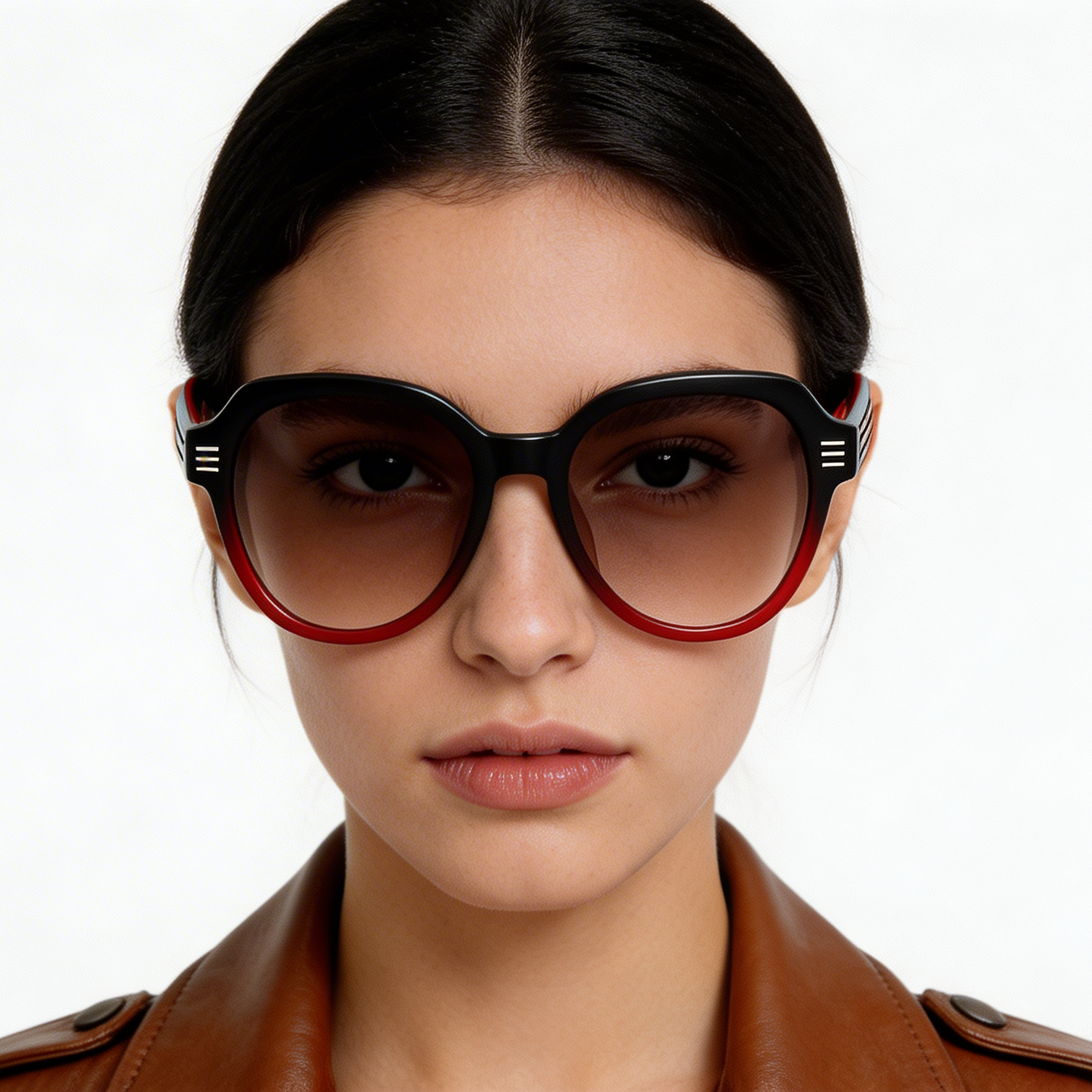 Ovale rode acetaat zonnebril #BS2012-1212