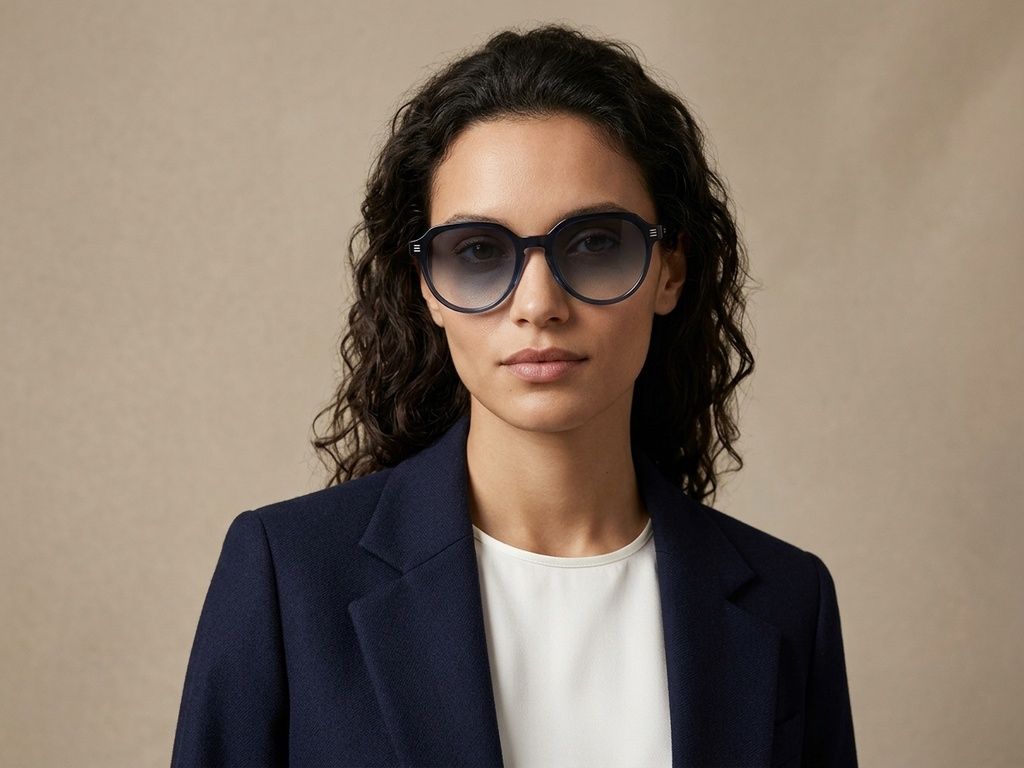 Lunettes de soleil ovales en acétate bleu #BS2012-1213