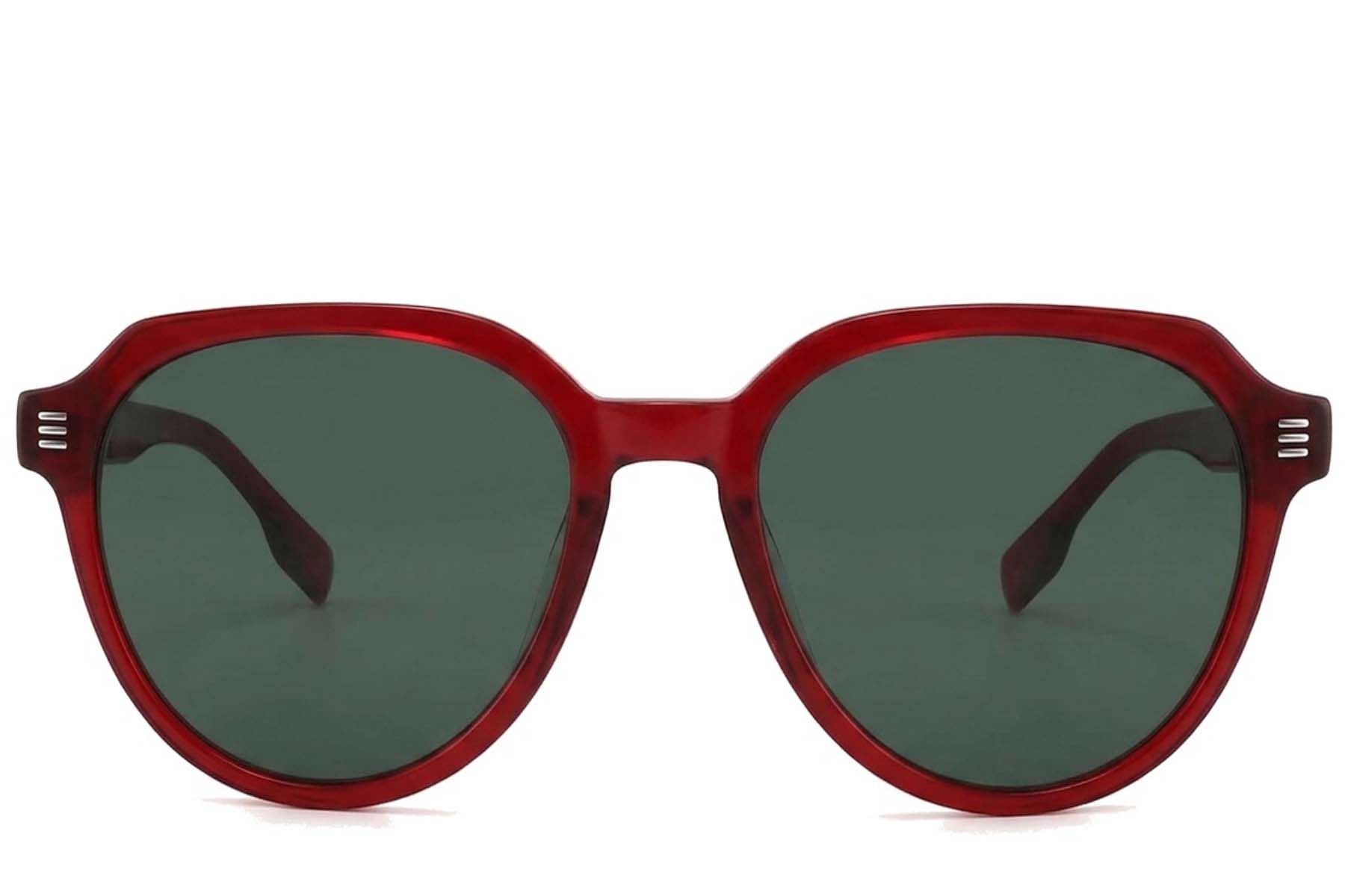 Gafas de sol ovaladas de acetato rojo #BS2012-1214