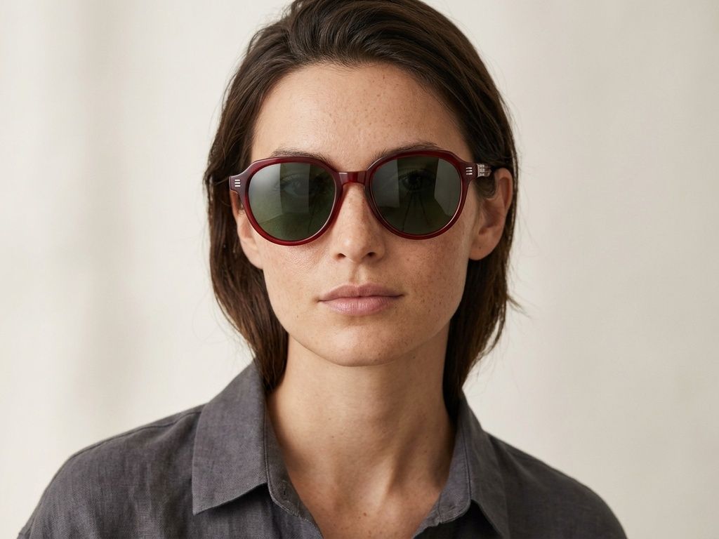 Oval Red Acetate Sunglasses #BS2012-1214