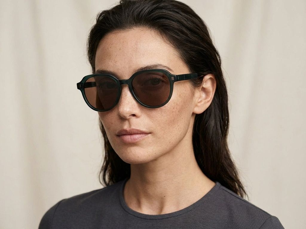 Oval Green Acetate Sunglasses #BS2012-1215