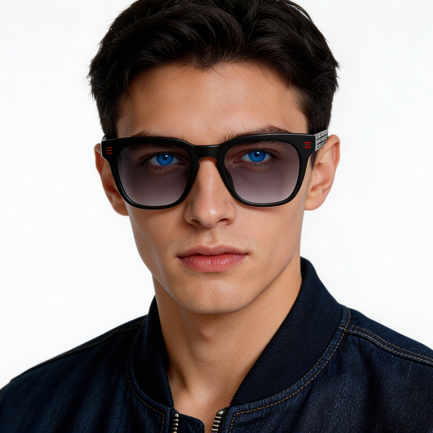Rectangular Black Acetate Sunglasses #BS2012-1216