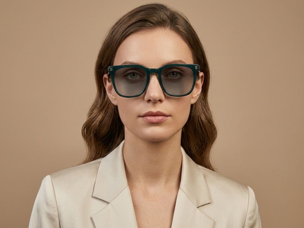 Gafas de sol rectangulares de acetato verde #BS2012-1217