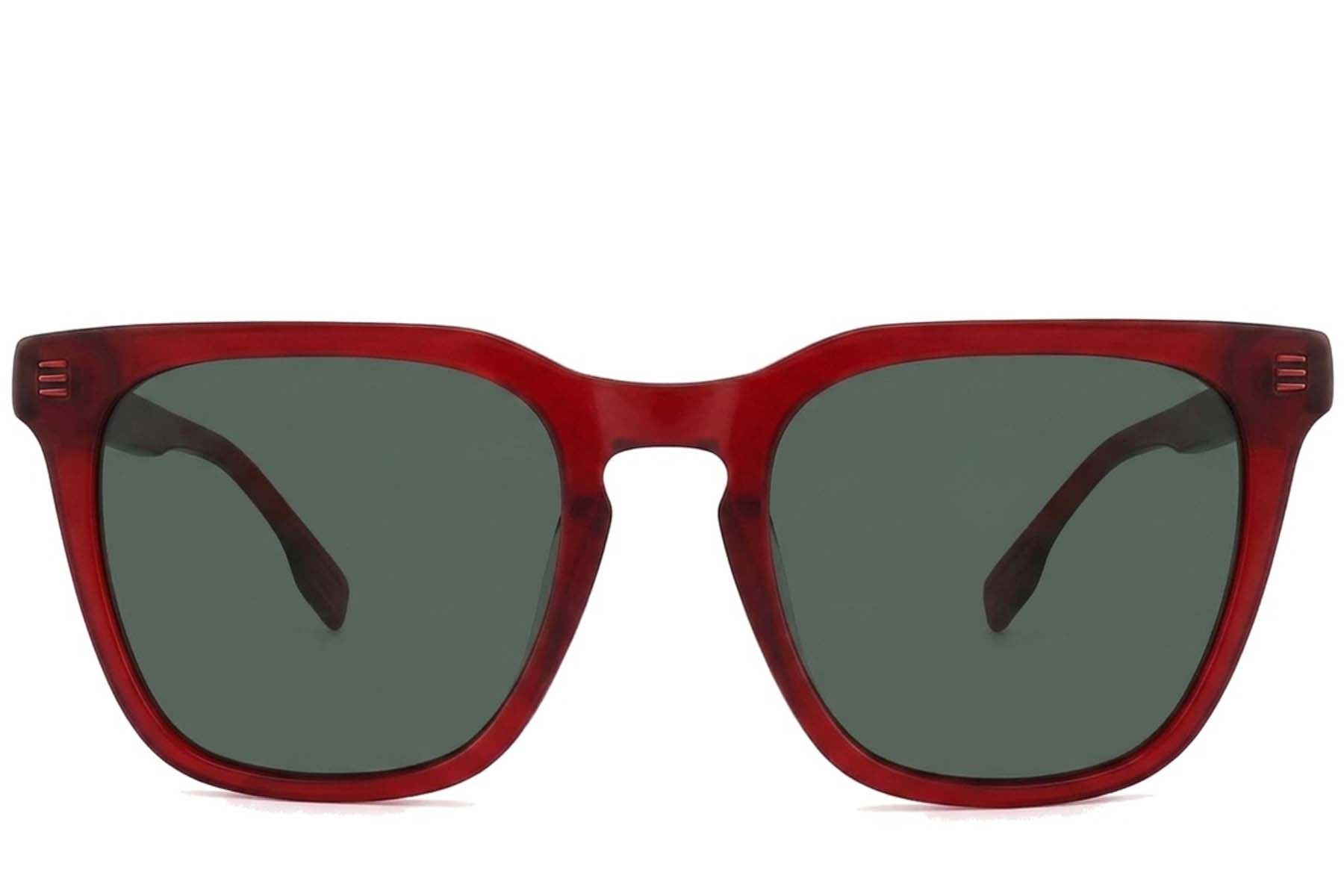 Rectangular Red Acetate Sunglasses #BS2012-1218