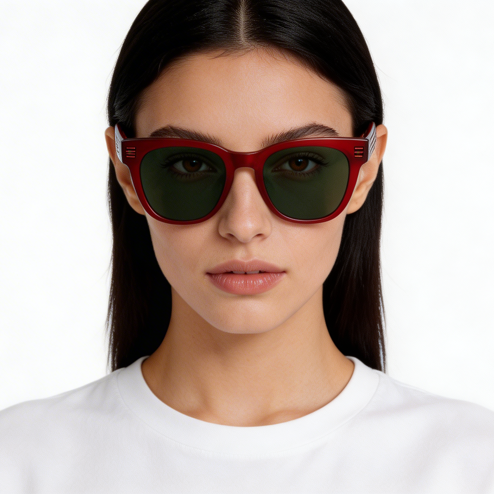 Rectangular Red Acetate Sunglasses #BS2012-1218