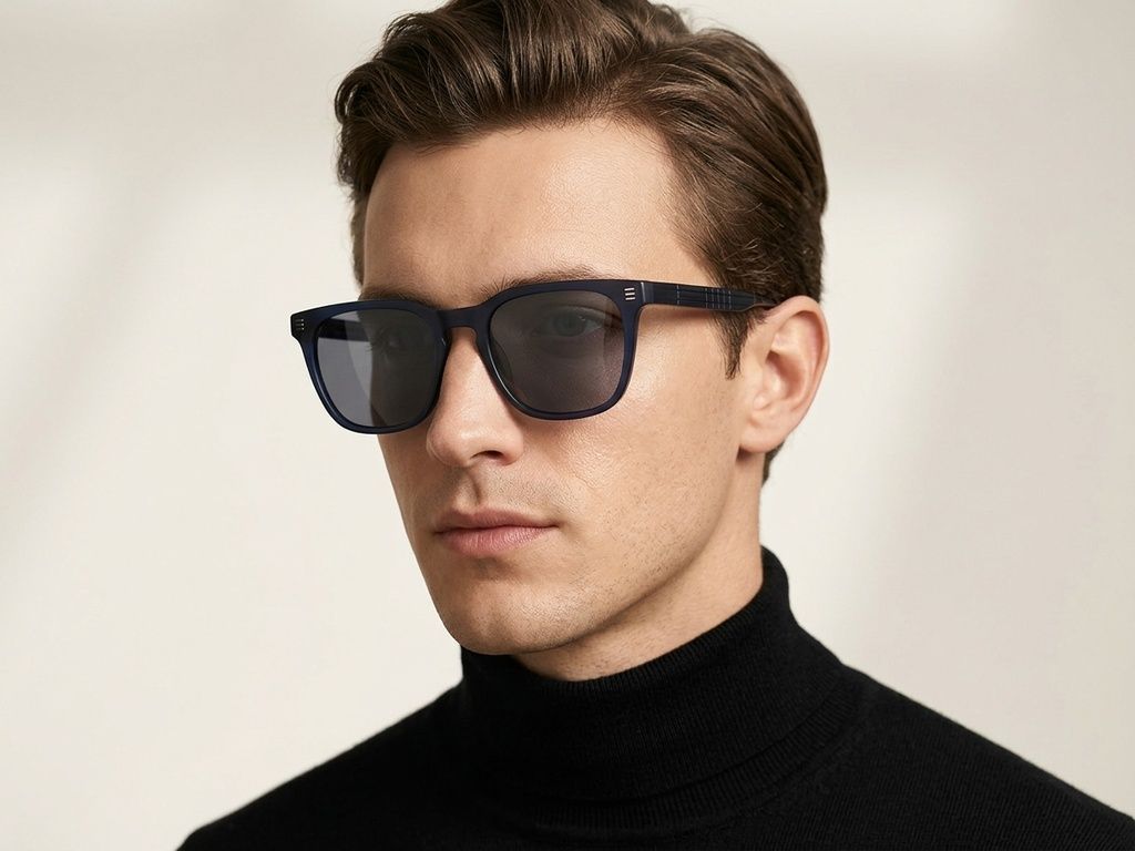 Lunettes de soleil rectangulaires en acétate bleu #BS2012-1220