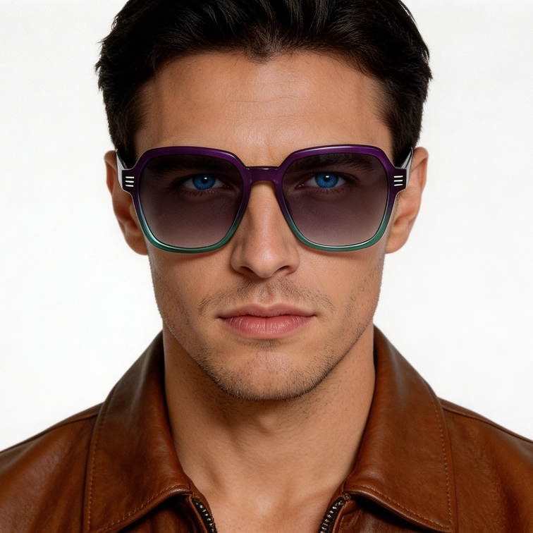 Geometric Green Acetate Sunglasses #BS2012-1224