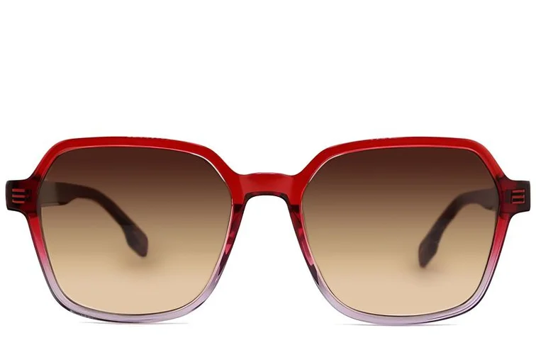 Geometric Red Acetate Sunglasses #BS2012-1225