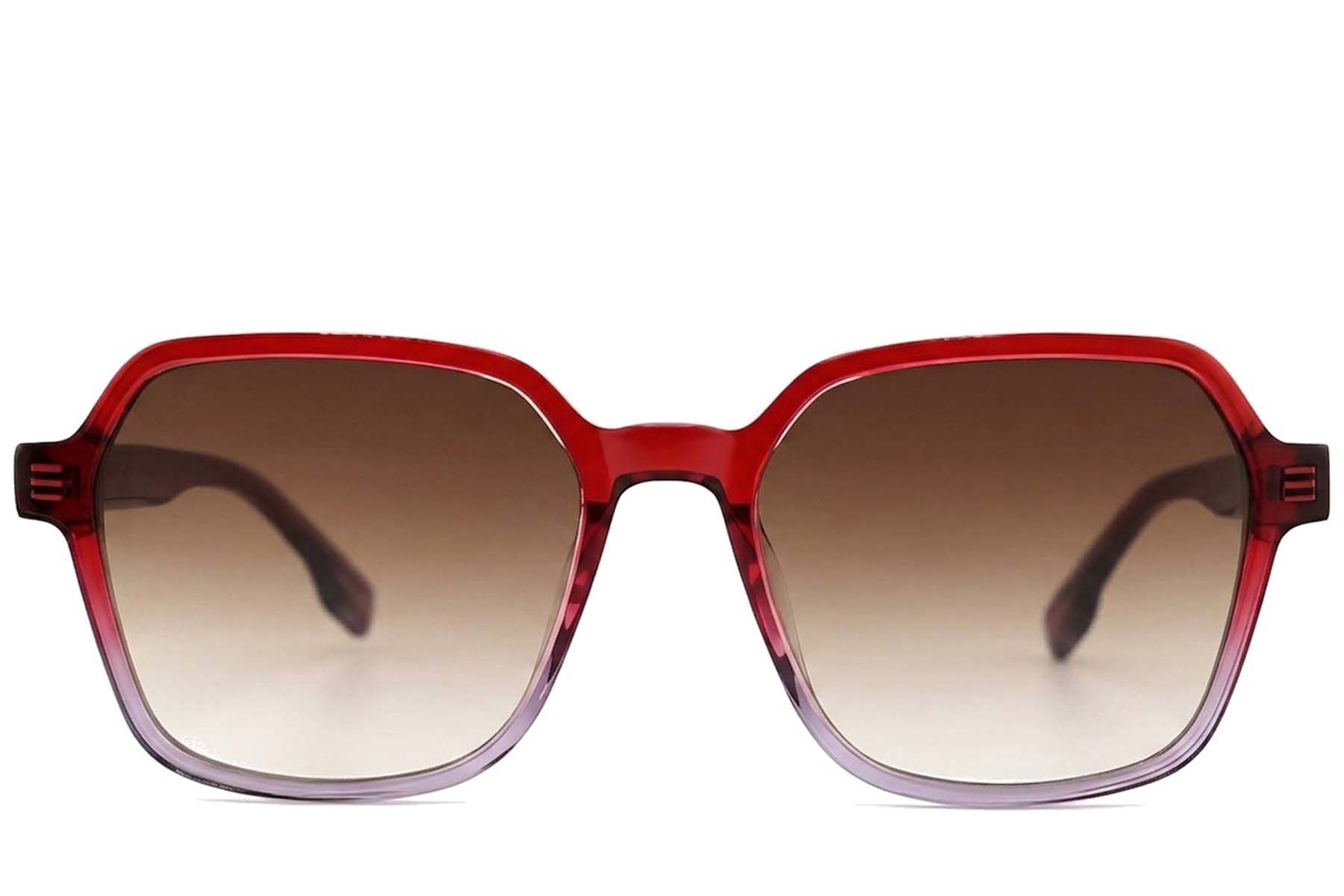 Geometric Red Acetate Sunglasses #BS2012-1225