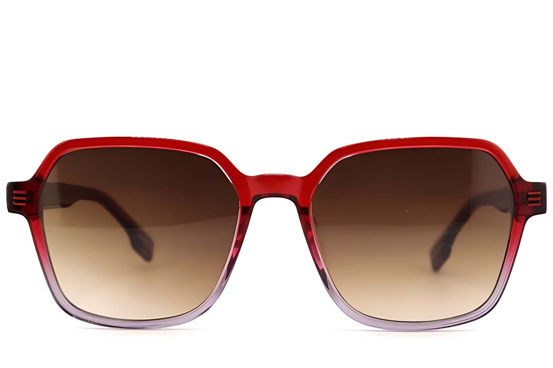 Lunettes de soleil géométriques en acétate rouge #BS2012-1225