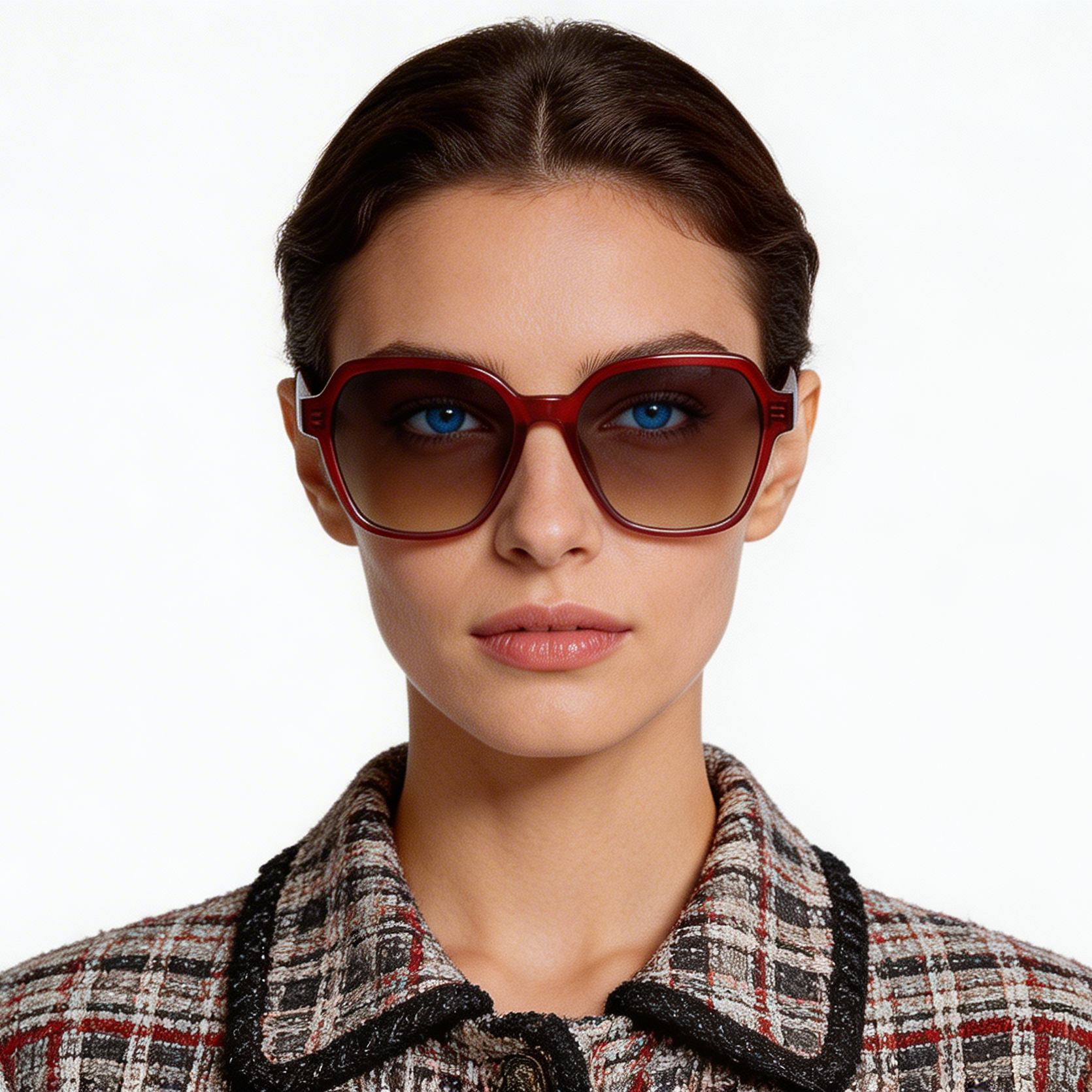 Geometric Red Acetate Sunglasses #BS2012-1225