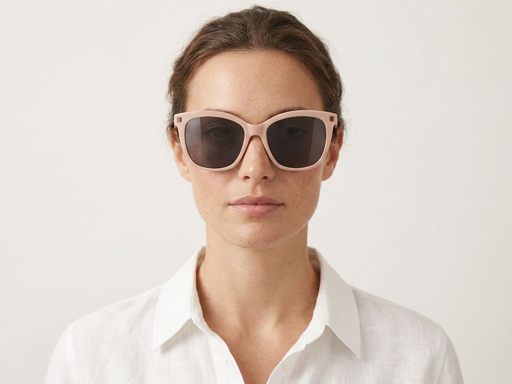 Gafas de sol de acetato color crema con forma de mariposa #BS2012-1228