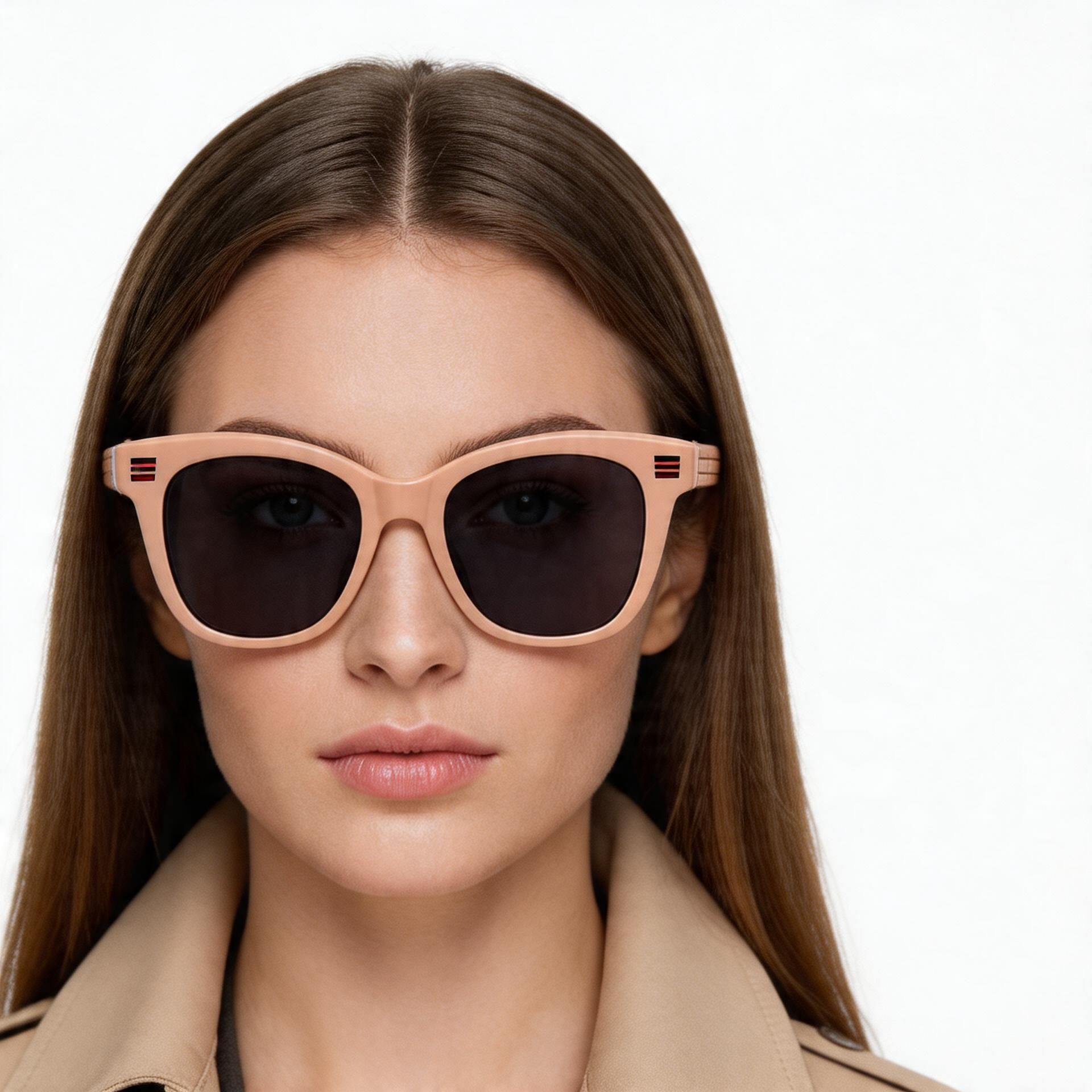 Gafas de sol de acetato color crema con forma de mariposa #BS2012-1228