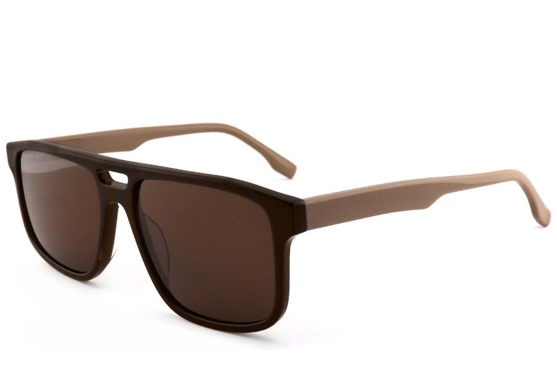 Gafas de sol de aviador de acetato marrón #BS2012-1233