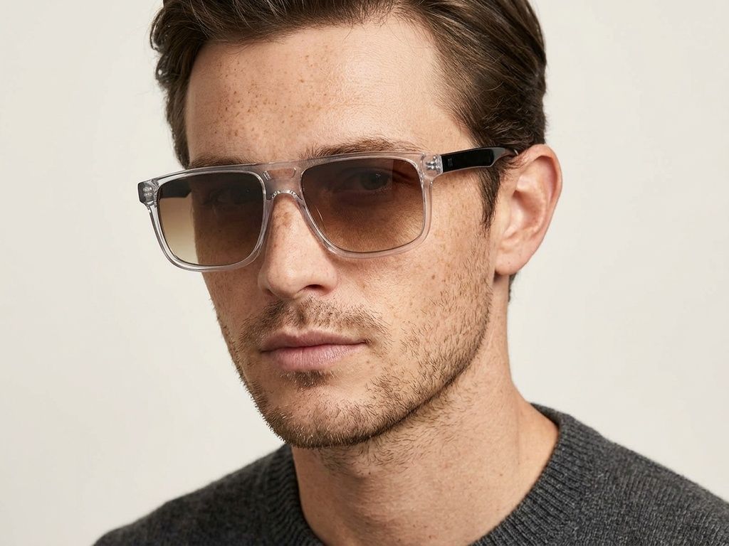 Lunettes de soleil aviateur en acétate transparent #BS2012-1234
