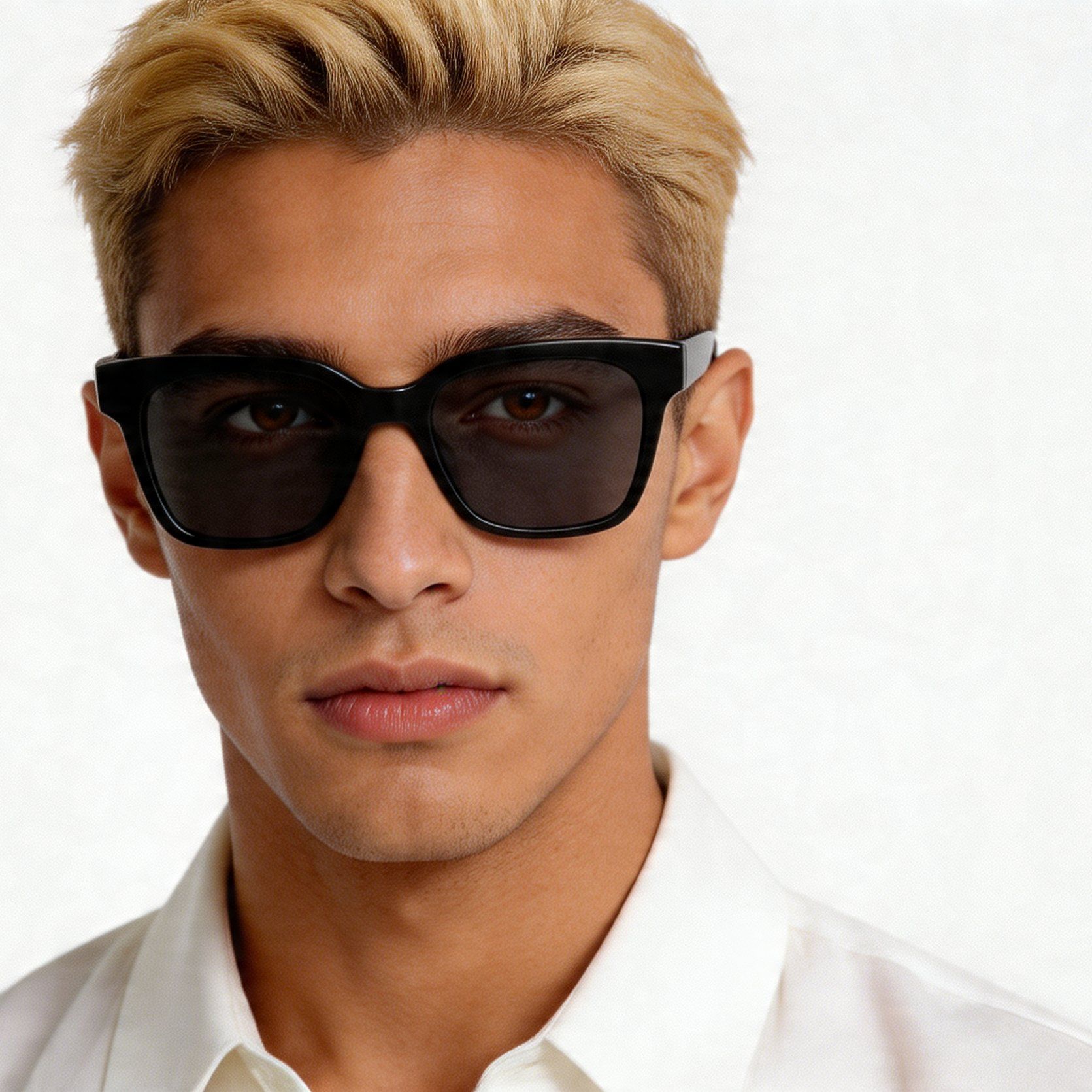 Gafas de sol rectangulares de acetato negro #BS2012-1235