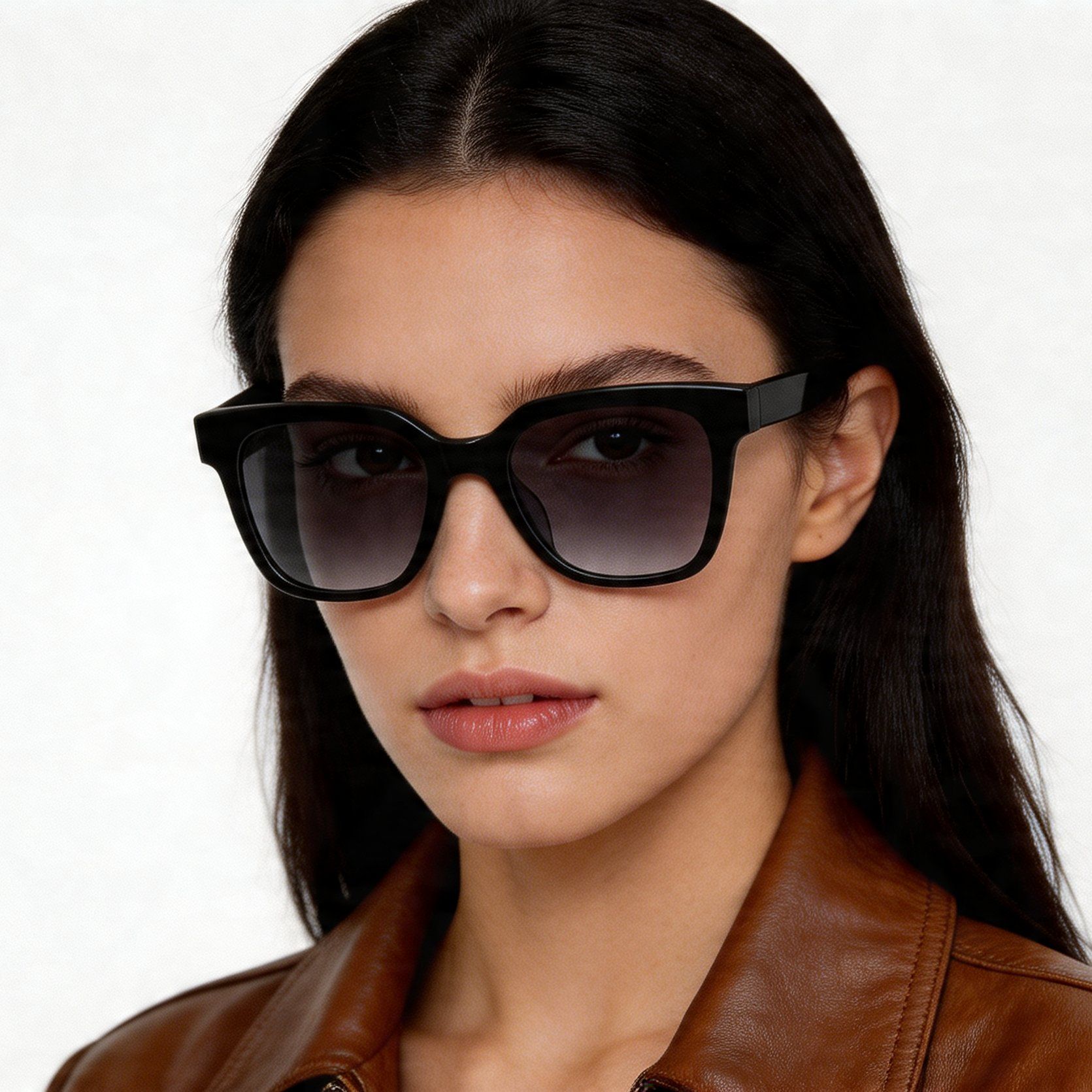 Rechteckige Sonnenbrille aus grauem Acetat #BS2012-1236