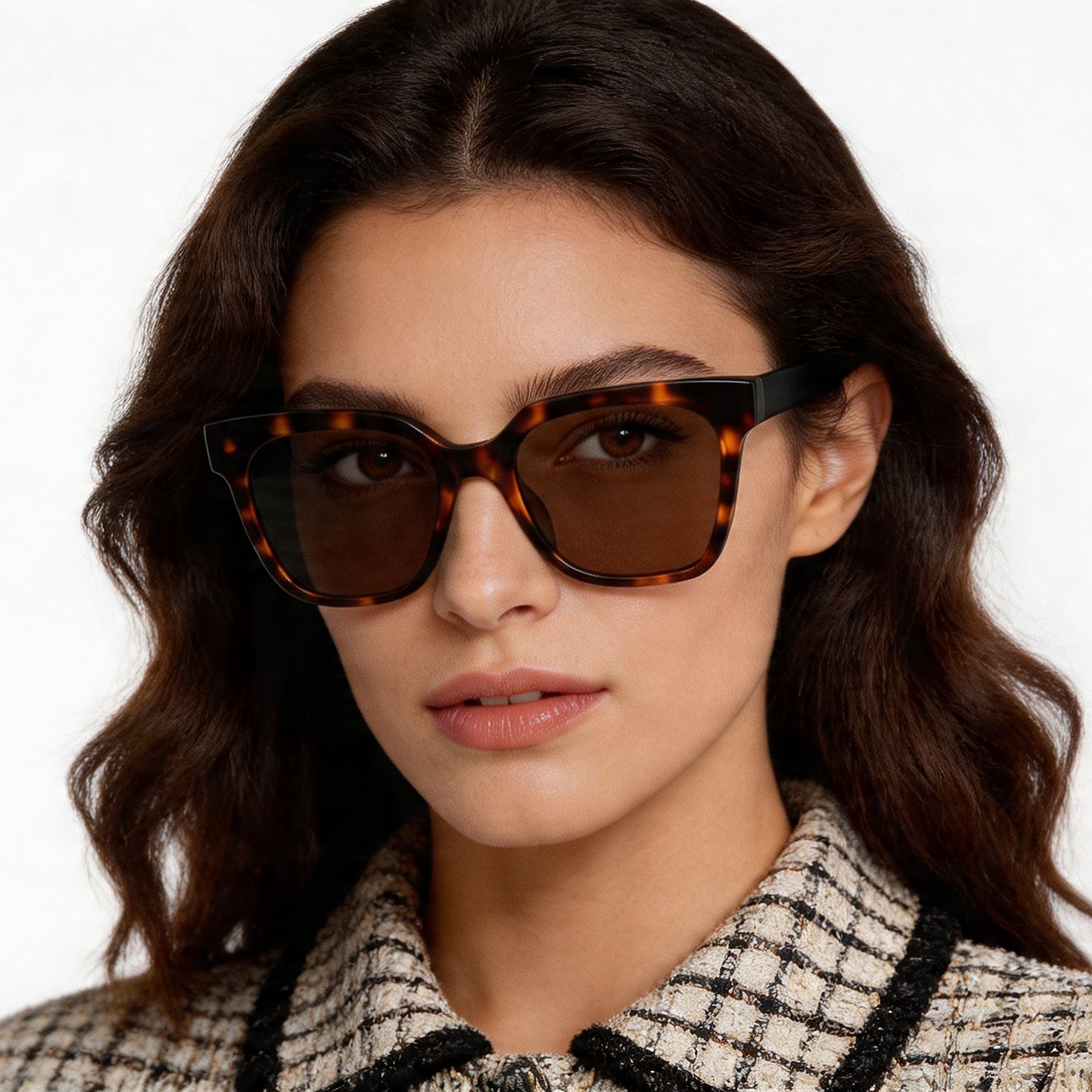 Rectangular Tortoiseshell Acetate Sunglasses #BS2012-1237