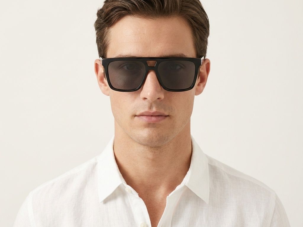 Schwarze Aviator-Sonnenbrille aus Acetat #BS2012-1239