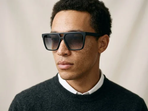 Aviator Black Acetate Sunglasses #BS2012-1240