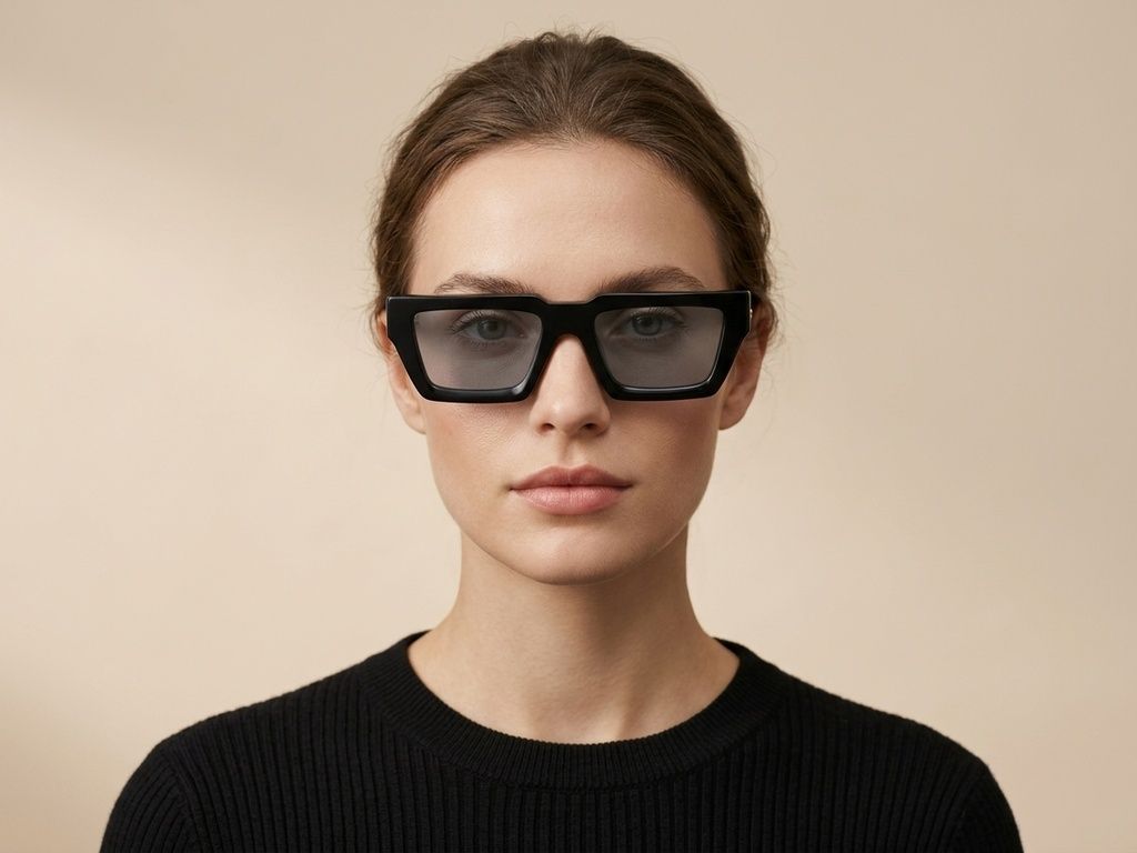 Rectangular Black Acetate Sunglasses #BS2012-1243