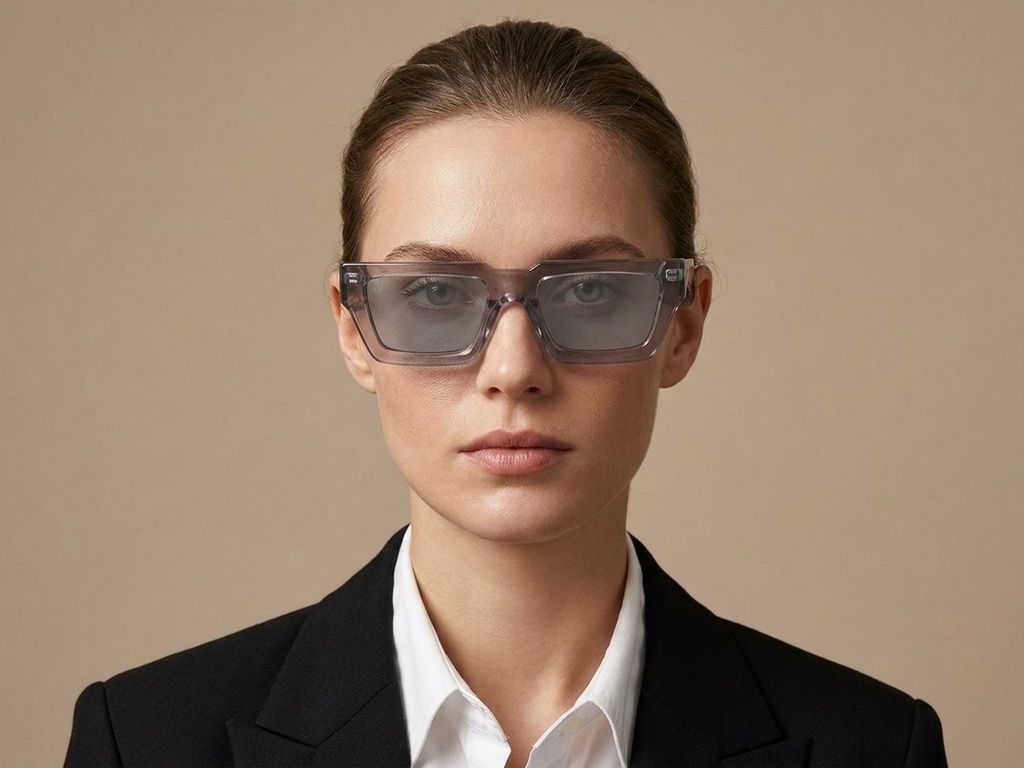 Rectangular Grey Acetate Sunglasses #BS2012-1245