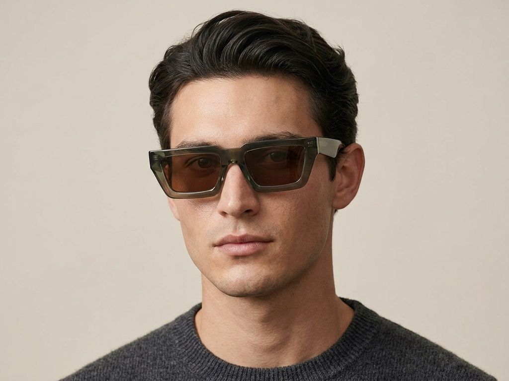 Rectangular Green Acetate Sunglasses #BS2012-1246