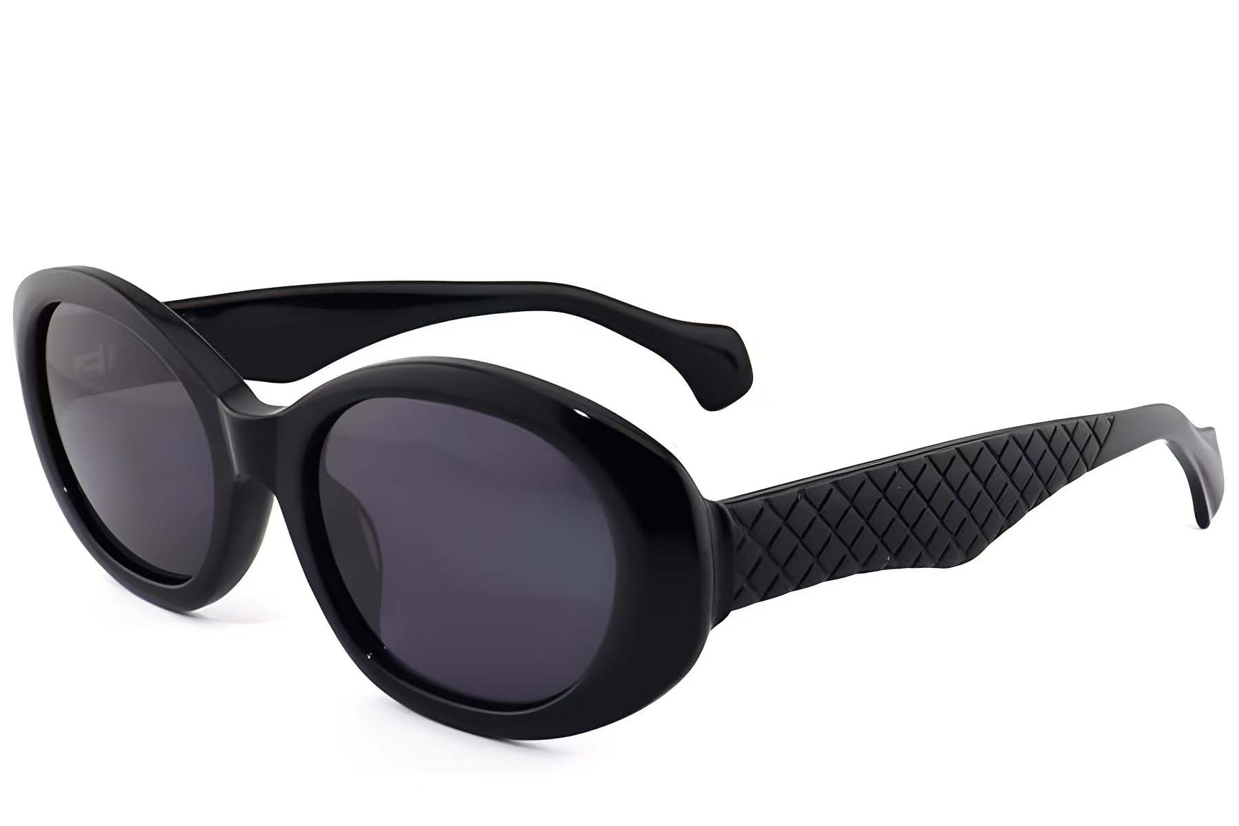 Lunettes de soleil ovales en acétate noir #BS2012-1247