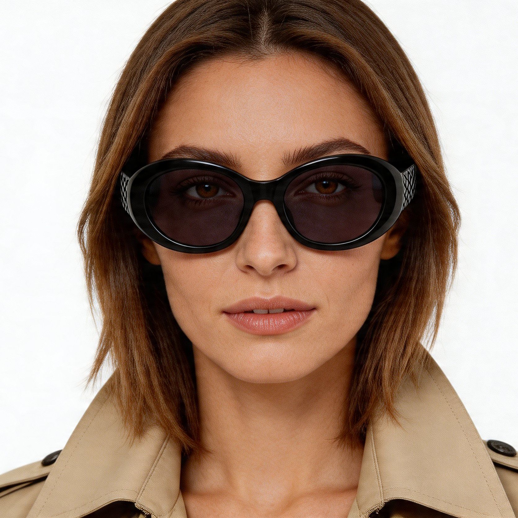 Oval Black Acetate Sunglasses #BS2012-1247