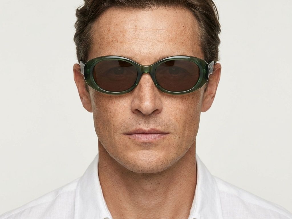 Oval Green Acetate Sunglasses #BS2012-1251