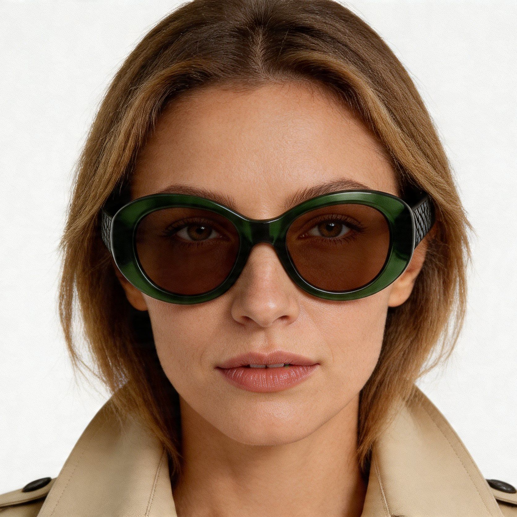 Gafas de sol ovaladas de acetato verde #BS2012-1251