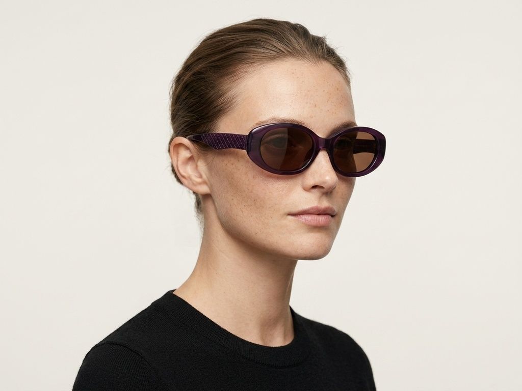 Ovale Sonnenbrille aus violettem Acetat #BS2012-1252