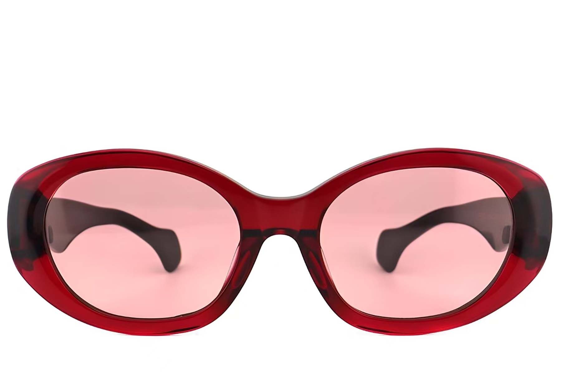 Oval Red Acetate Sunglasses #BS2012-1253