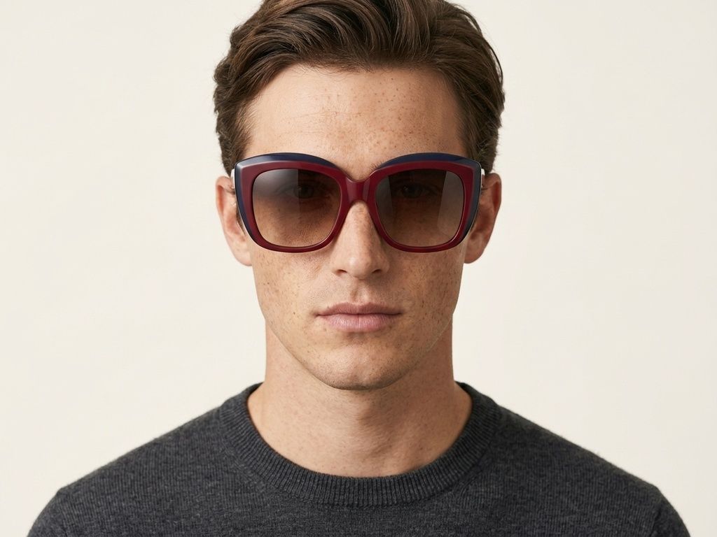 Gafas de sol de acetato rojo con forma de mariposa #BS2012-1256