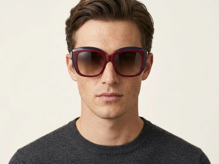 Gafas de sol de acetato rojo con forma de mariposa #BS2012-1256