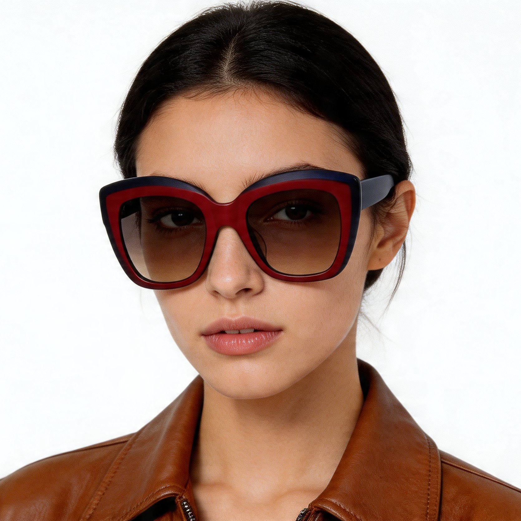 Gafas de sol de acetato rojo con forma de mariposa #BS2012-1256