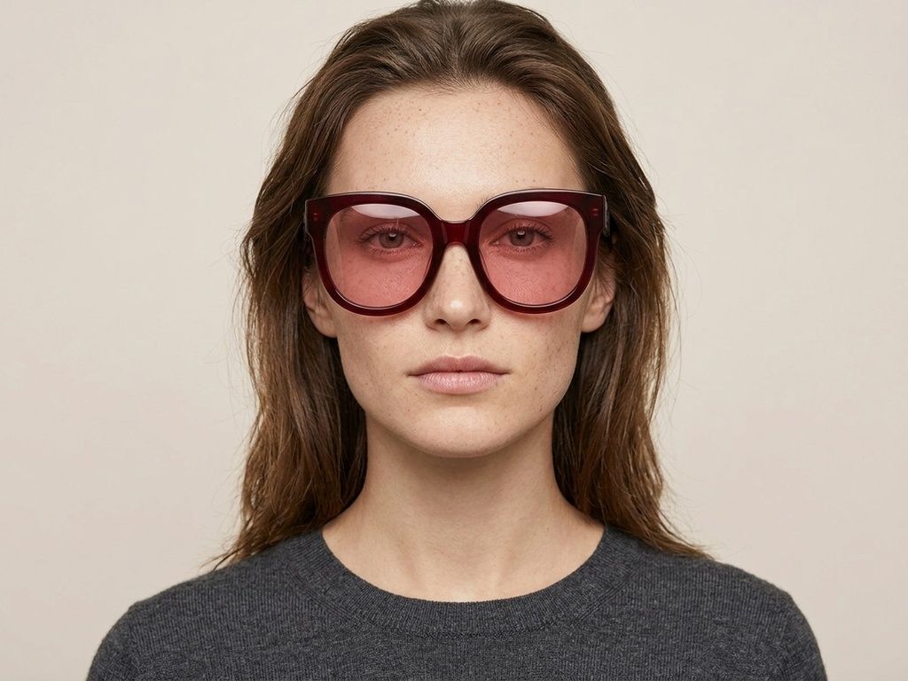 Oval Red Acetate Sunglasses #BS2012-1260