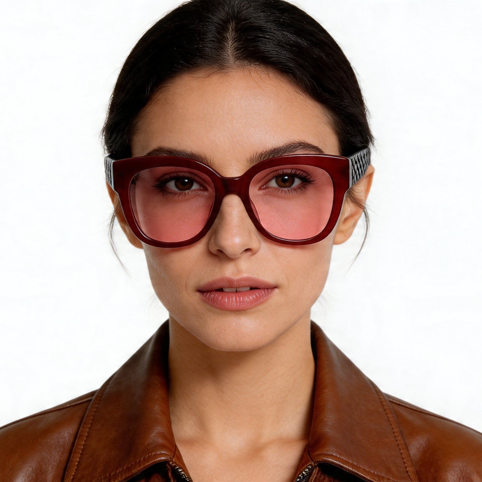 Oval Red Acetate Sunglasses #BS2012-1260