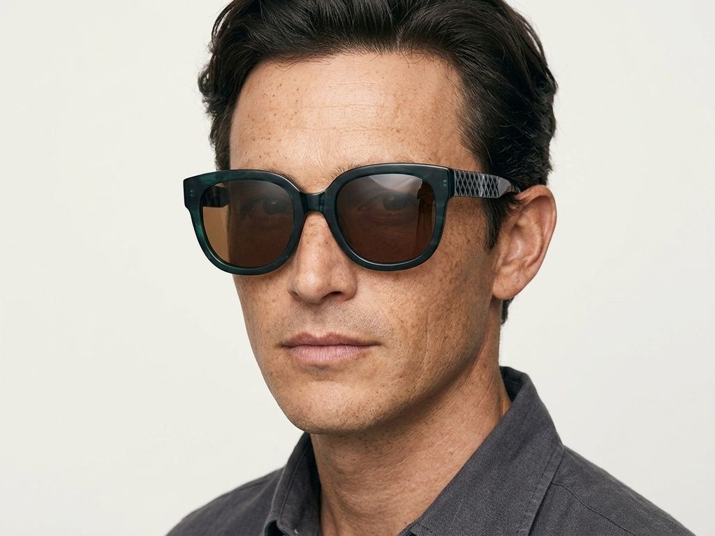 Oval Green Acetate Sunglasses #BS2012-1261