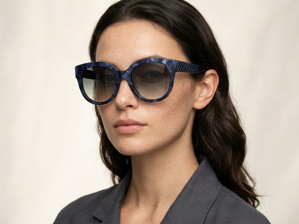 Gafas de sol ovaladas de acetato azul #BS2012-1262