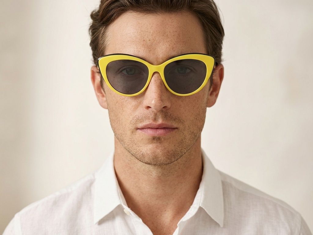 Gafas de sol de acetato amarillo con forma de mariposa #BS2012-1267