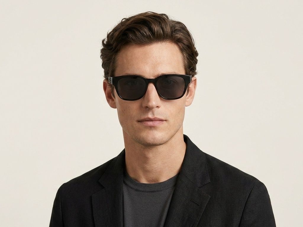 Gafas de sol ovaladas de acetato negro #BS2012-1269