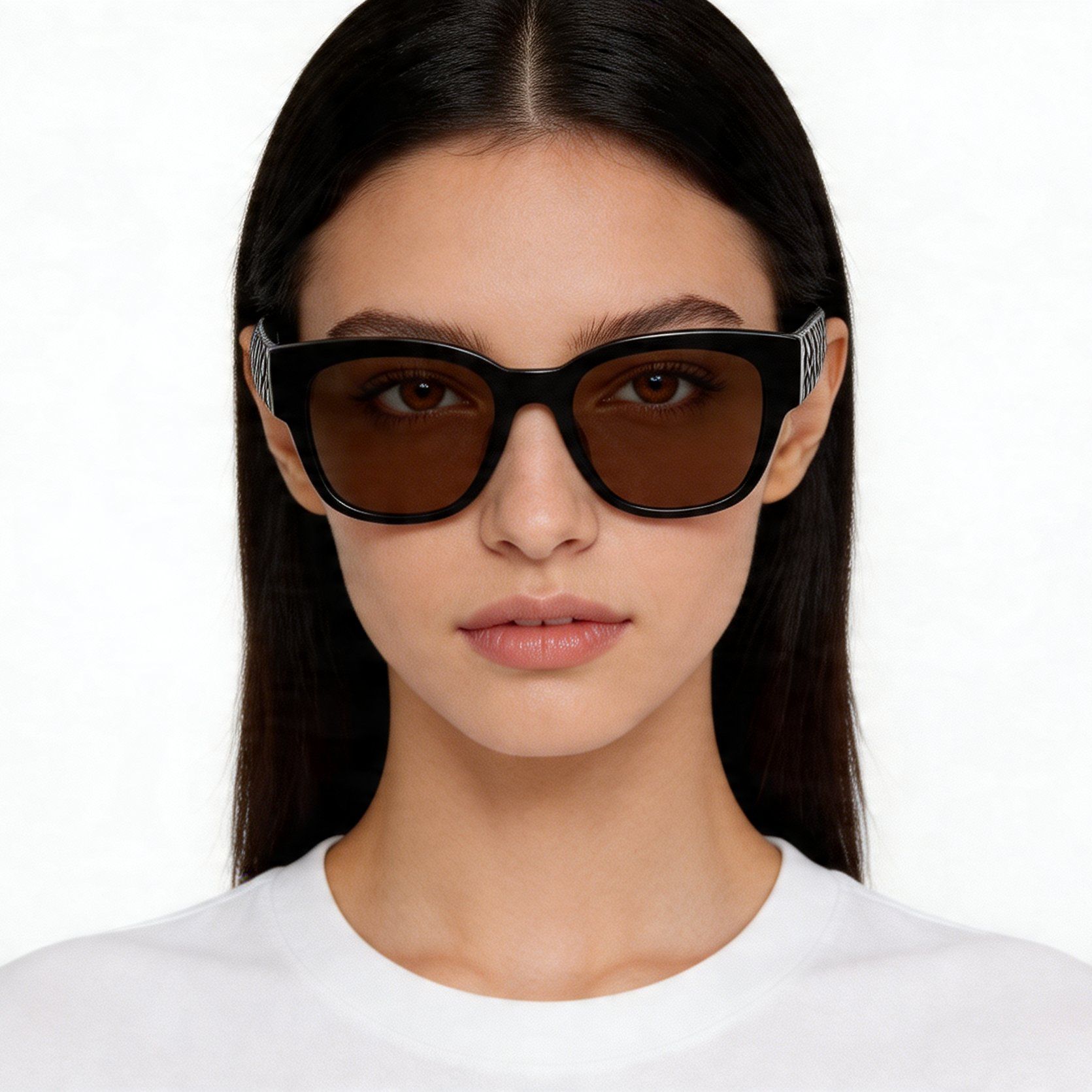 Gafas de sol ovaladas de acetato negro #BS2012-1270