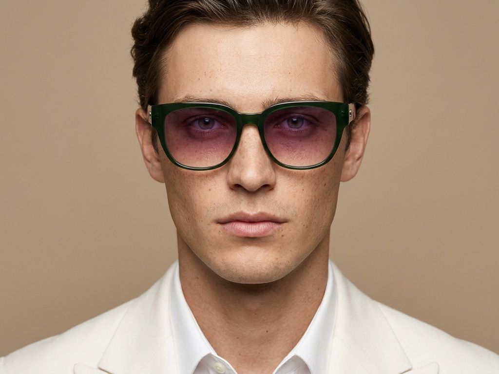 Oval Green Acetate Sunglasses #BS2012-1272