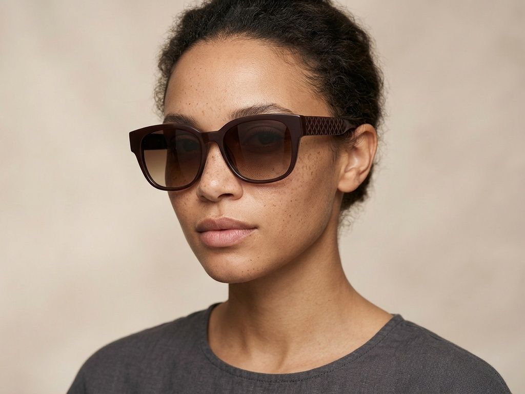 Gafas de sol ovaladas de acetato marrón #BS2012-1273