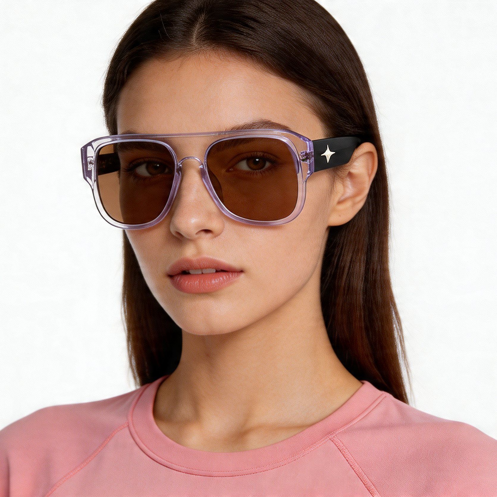 Gafas de sol de aviador transparentes de acetato #BS2012-1278