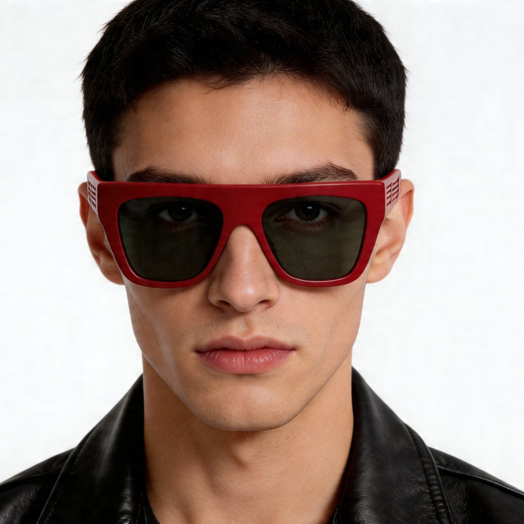 Lunettes de soleil aviateur en acétate rouge #BS2012-1282