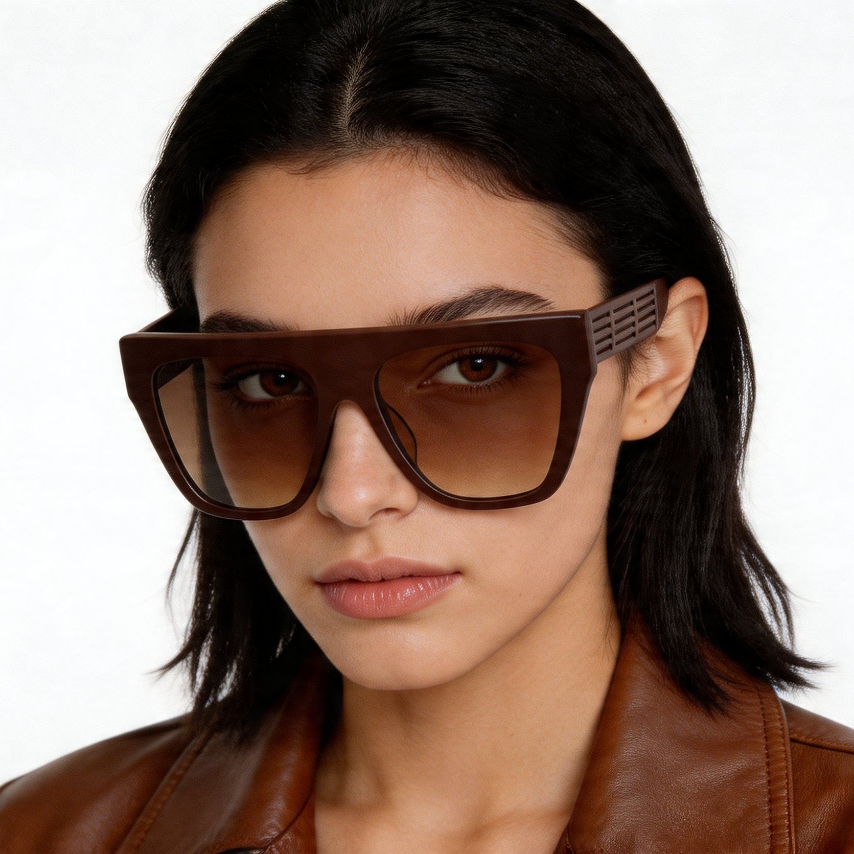 Aviator Brown Acetate Sunglasses #BS2012-1283