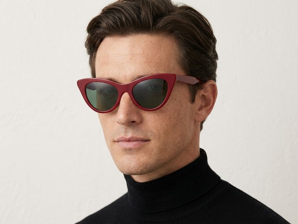 Occhiali da sole a farfalla in acetato rosso #BS2012-1289